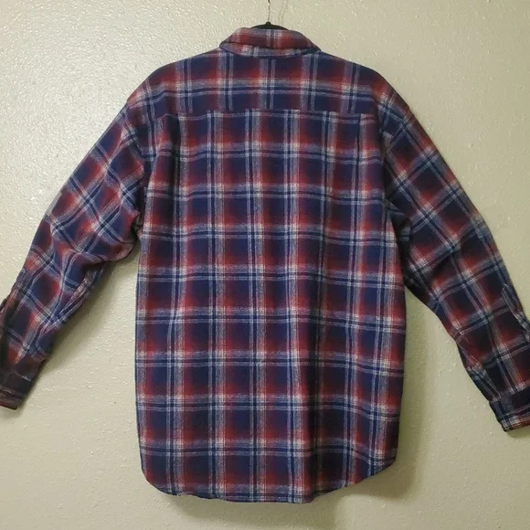 PENDLETON Mens Sz XL Plaid Wool Long Sleeve Button Down Shirt Blue Red Washable - Picture 2 of 9